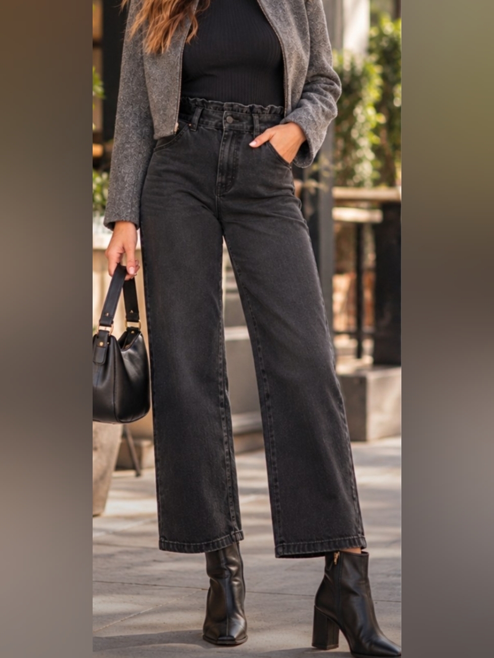 Mother The Yoyo Ruffle Greaser Ankle Black Ankle Jeans Waist 24